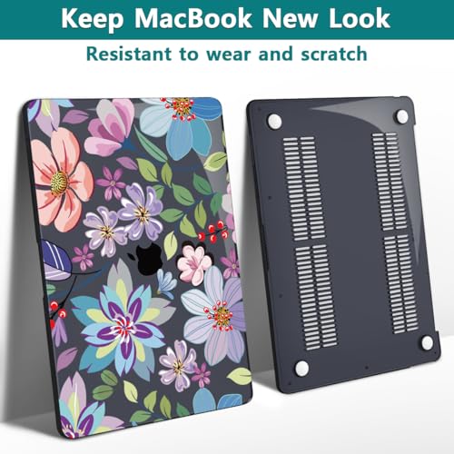 Teryeefi for MacBook Pro 13 inch Case M2 M1 2025 2022 2021-2016 Release fits Model A2338 /A2289/A2251/A2159/A1989/A1706 with Touch Bar, PC Hard Shell with Keyboard Cover, Pretty Colorful Flowers A004 - color: Pretty Colorful Flowers A004