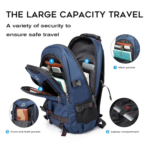 KAKA Travel Backpack Fight Approved with 17.3 inch Laptop Lackpack Compartment Outdoor Duffle Bag for men and women - color: Blue