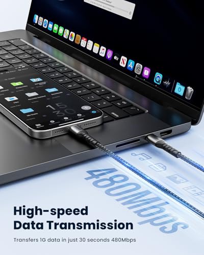 Sharge 240W USB-C Fast Charging Cable, 4.9ft Braided, PD3.1, Ultra-Durable for Laptops, Smartphones, Tablets, Steam Deck, Switch & More