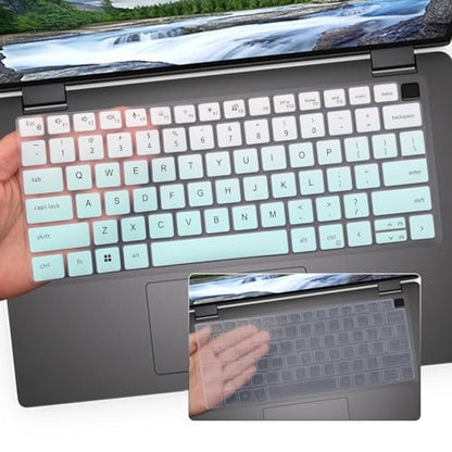 i-Tensodo 2PCS Keyboard Cover for Dell Latitude 14"" 7450 7440 7430 7420 7410 5440 5431 5430 5420 3440/Dell Latitude 9420 9430,15.6 Dell Latitude 7520/Latitude 9510 9520 Keyboard Skin-MGreen+Clear - color: MGreen+Clear