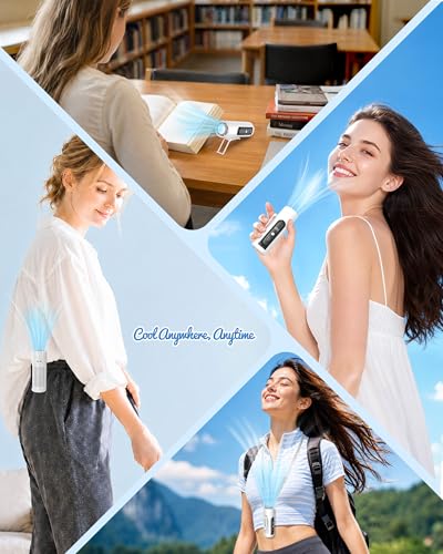 Mini Clip On Handheld Cooling Fan, 17000RPM 5 Speed Small Belt Fan with Ice Cooling Plate, Long Battery & LED Display, Portable Pocket Waist Fan for Travel Camping Hiking, Gifts for Men Women(White) - color: White