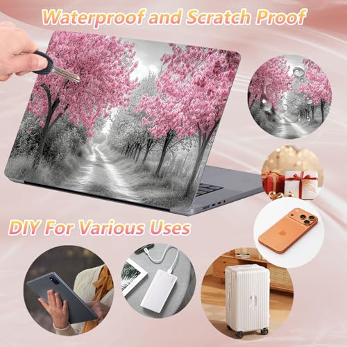 Laptop Skin Sticker Decal 12" 13" 13.3" 14" 15" 15.6",Waterproof Scratch Resistant Vinyl,Reusable Easy to Apply,for MacBook HP Dell Notebooks Netbooks Laptop,2 Wrist Pads,Cherry Blossom Black - color: Cherry Blossom Black