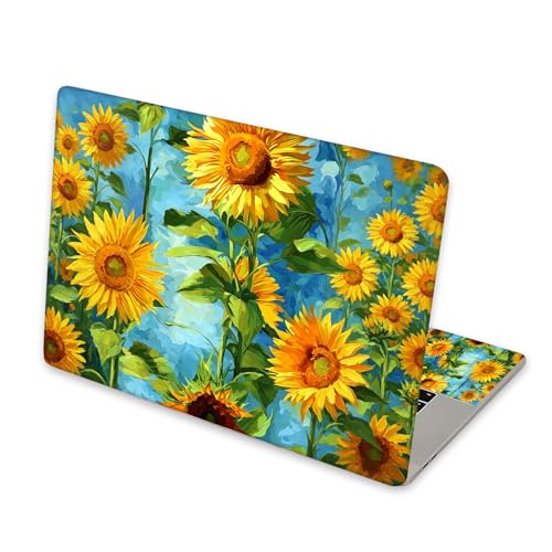 Universal Laptop Skin Sticker for 12/13/14/15.6 Inch Laptops, Reusable Vinyl Laptop Decal Cover, Waterproof Scratch Resistant Notebook Skin with 2 Wrist Pads,Sunflower Oil Painting - color: Sunflower Oil Painting