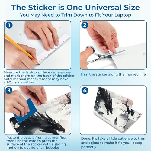 Reusable Universal Laptop Skin Sticker, Cut to Fit for 11.6–15.6 Inch Laptops, Waterproof Protective Film, No-Residue - Black Dragon Duel - color: Black Dragon Duel