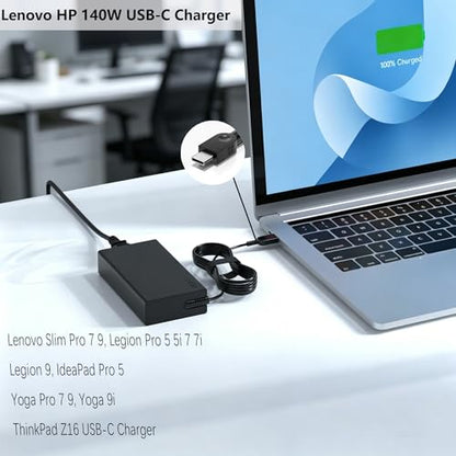 140W USB C Charger Compatible with Lenovo IdeaPad Pro 5 7 Legion Pro 5 5i 7 7i Yoga Pro 7 9i Y9000P R9000P Y7000P R7000P ThinkPad Z16 T16 ADL140YDC3A ADL135YSDC3A AC Adapter Power Supply