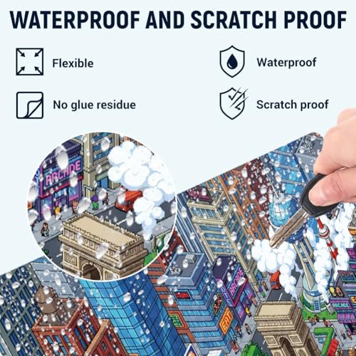 3Pcs Pixel Art Laptop Skin Sticker Tokyo Universal Removable Vinyl Stickers Fits for 12.1 13 14 15.6 16 Inch Waterproof Notebook Decal Cover Gift - color: blue and purple