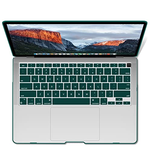 IBENZER Compatible with New MacBook Air 13 inch Case 2022 2021 2020 M1 A2337 A2179 A1932, Plastic Hard Shell Case with Keyboard Cover for Mac Retina Display with Touch ID, Quezhal Green, MMA-T13QUGN+1 - color: Quezhal Green