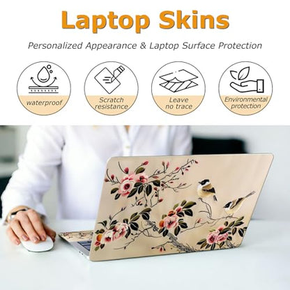 Universal Laptop Skin Sticker with 2 Wrist Pad Decals, 3-Piece Removable Vinyl Laptop Cover, Painting of Birds Flowers Waterproof Anti-Scratch, Easy-Trim Fit for 13.3" 14" 15.6" Laptops - color: Painting of Birds Flowers