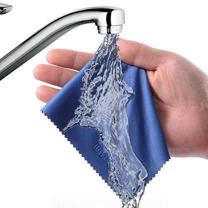Wisdompro 8-Pack 6x7 Inches Microfiber Cleaning Cloth for Camera Lens, Glasses, Phone, iPhone, iPad, Tablet, Laptop, LCD TV, Computer Screen, Monitor and Other Electronics Device - Blue - color: Blue