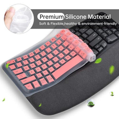 Keyboard Cover Skin for Logitech Wave Keys MK670 Combo Keyboard Skin, Logitech Wave Keys Wireless Ergonomic Keyboard Cover Protector Skin, Logitechs Waves Key MK670 Accessories, Pink - color: Pink