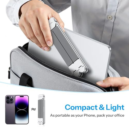 OMOTON LA15 Foldable & Portable Laptop Stand for Desk, [360° Support Feet+Lightweight] Tablet Stand for Desk and Travel, 6 Level Height Ergonomic Aluminum Computer Holder for 10-16" Laptops