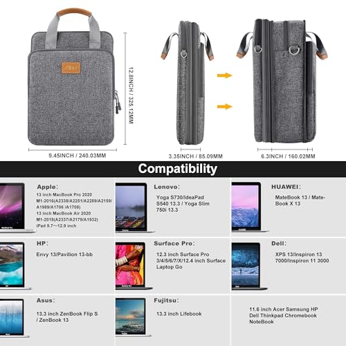 Laptop Case 12.9 13 Shoulder Bag, Expandable Handbag with Valuables Compartment Compatible with MacBook Air/Pro/Neo 13" M5/M4/M3/M2/M1, iPad 12.9/13/11, Water-Resistant & Shockproof,D01G01 - color: D01g01, size: 13"