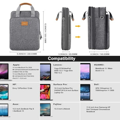 Laptop Case 12.9 13 Shoulder Bag, Expandable Handbag with Valuables Compartment Compatible with MacBook Air/Pro/Neo 13" M5/M4/M3/M2/M1, iPad 12.9/13/11, Water-Resistant & Shockproof,D01G01 - color: D01g01, size: 13"