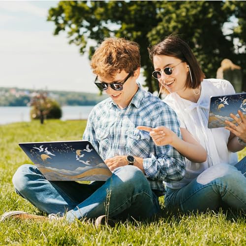 Universal Laptop Skin Sticker with 2 Wrist Pad Skins, Waterproof Scratch Resistant Vinyl Laptop Cover Decal, Cut to Fit for 11–15.6 Inch MacBook HP Dell Lenovo, Crane Golden Cloud - color: Crane Golden Cloud