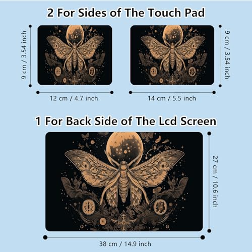 Universal Laptop Skin Sticker with 2 Wrist Pad Skins, Waterproof Scratch Resistant Vinyl Laptop Cover Decal, Cut to Fit for 11–15.6 Inch MacBook HP Dell Lenovo, Goth Moth - color: Goth Moth
