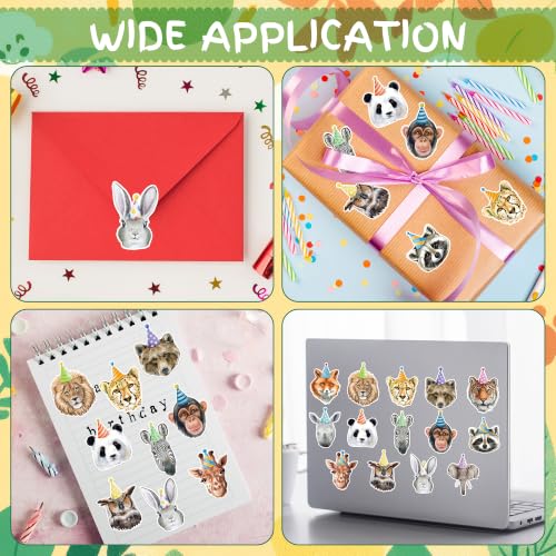CNhoqc Realistic Style Birthday Animal Sticker Rolls, 2000Pcs, 14 Designs | Self Adhesive, Waterproof Vinyl, Page Activity Pad, Scrapbooking Supplies, Goodie Bag, Birthday Party, Greeting Card Making - style: 4 Rolls Realistic Style Birthday Animal
