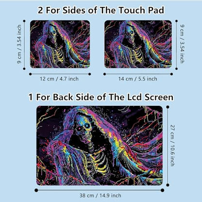 Universal Laptop Skin Sticker with 2 Wrist Pad Skins, Waterproof Scratch Resistant Vinyl Laptop Cover Decal, Cut to Fit for 11–15.6 Inch MacBook HP Dell Lenovo, Death Skull - color: Death Skull