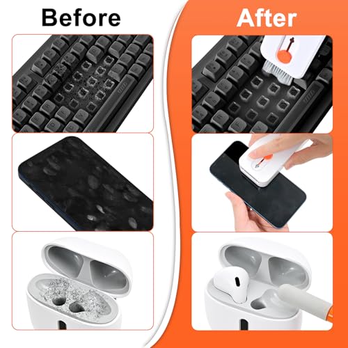 Keyboard Cleaner Laptop Cleaning Kit, Keyboard Cleaning Kit with Retractable Keyboard Brush and Multi-Function Cleaning Pen for MacBook iPad iPhone, Tablet, PC, Camera Lens, Phone, PC Monitor