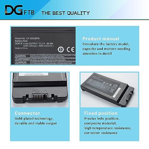 DGFTB CF-VZSU0PW CF-VZSU0PR Battery Replacement Pack for PANASONIC TOUGHBOOK CF54 CF-54 Mk1 Series 54 Gloved Multi Touch, 54 Lite, 54 Performance, 54 Prime Higher Capacity (11.1V 46Wh/4200mAh)