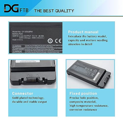 DGFTB CF-VZSU0PW CF-VZSU0PR Battery Replacement Pack for PANASONIC TOUGHBOOK CF54 CF-54 Mk1 Series 54 Gloved Multi Touch, 54 Lite, 54 Performance, 54 Prime Higher Capacity (11.1V 46Wh/4200mAh)