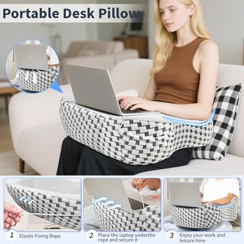 Multifunctional Memory Foam Pillows, Cervical Neck Pillow, Reading Pillow for Gaming Lap Desk Pillow for Laptop, Ergonomic Support Pillow for Sleeping, Gaming, Reading, Working
