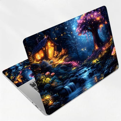 Magic River Night Universal Laptop Skin Sticker 3PCS, Protective Decal Trim-to-Fit 11.6" 13.3" 14" 15.6" Laptop Vinyl Cover, Removable Anti-Scratch Computer Decal Protector - color: Magic River Night