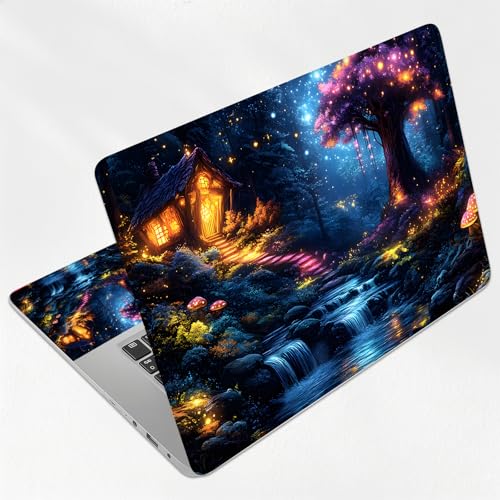 Magic River Night Universal Laptop Skin Sticker 3PCS, Protective Decal Trim-to-Fit 11.6" 13.3" 14" 15.6" Laptop Vinyl Cover, Removable Anti-Scratch Computer Decal Protector - color: Magic River Night