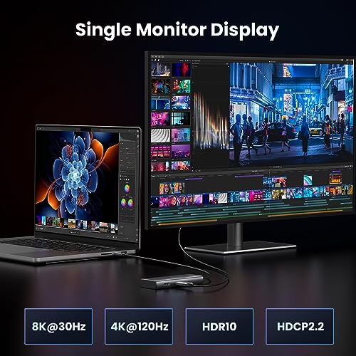 UGREEN USB C Docking Station Dual Monitor 4K@60Hz, 6-in-1 Dock with 2xHDMI | Single 8K@30Hz, 100W PD, 2x5Gbps USB-A & 1xUSB-C Data Ports, USB-C Revodok 206 Dock for Thinkpad, HP, Dell Laptops and More