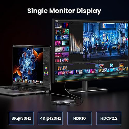 UGREEN USB C Docking Station Dual Monitor 4K@60Hz, 6-in-1 Dock with 2xHDMI | Single 8K@30Hz, 100W PD, 2x5Gbps USB-A & 1xUSB-C Data Ports, USB-C Revodok 206 Dock for Thinkpad, HP, Dell Laptops and More