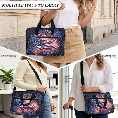Laptop Sleeve, Laptop Cover with Adjustable Strap Computer Bag Tablet Notebook Sleeves Handbag Messenger Briefcase - color: American Flag Print