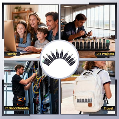 10PCS DC Tip Kit Power Adapter Jack with 5.5x2.1mm Female Base Laptop Plug 2.5x0.7mm/3.0x1.1mm/3.5x1.35mm/4.0x1.7mm/4.8x1.7mm/5.5x1.7mm/5.5x2.5mm/6.3x3.0mm/6.0x4.4mm/LED Terminal Connector