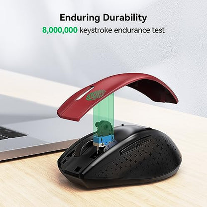 TECKNET Wireless Mouse, 2.4G USB Computer Mouse with 6-Level Adjustable 4800 DPI, 30 Months Battery, Ergonomic Grips, 6 Buttons Portable for PC, Chromebook, Mac (Red) - color: Red