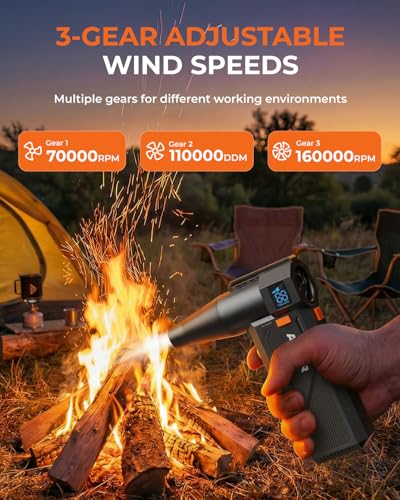AHNR Compressed Air Duster, 160,000RPM Electric Air Duster Blower for PC | 3-Gear Adjustable Mini Air Duster Rechargeable with Brushless Motor, Dust Blower for Computer, Keyboard, Home, Outdoor & Car