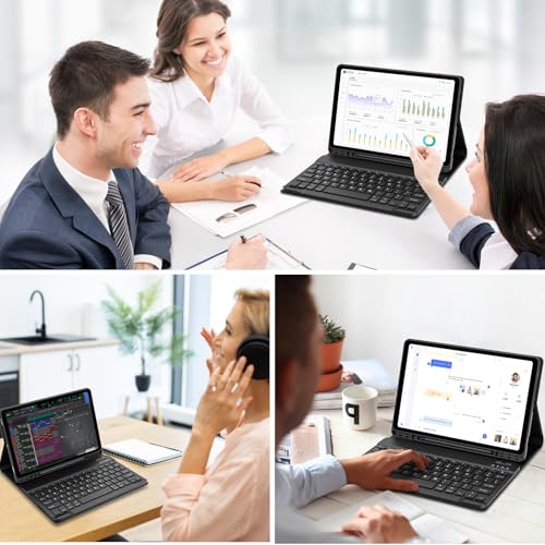Galaxy Tab S9 FE+/ S9+ /S10+ 12.4 Inch Case with Keyboard, Detachable Bluetooth Keyboard with Pen Holder for Samsung Tab S10+ Plus/S9+ Plus/S9 FE+ Plus/S8+ Plus/S7FE/S7+ Plus 5G 12.4", Black - color: Black, size: S9FE+ 12.4"