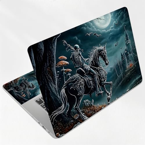 Ghost Rider Knight on Horse Dark Moon Universal Laptop Skin Sticker 3PCS,Protective Decal Trim-to-Fit 11.6" 13.3" 14" 15.6" Laptop Vinyl Cover,Removable Anti-Scratch Computer Decal Protector - color: Ghost Rider Knight on Horse Dark Moon