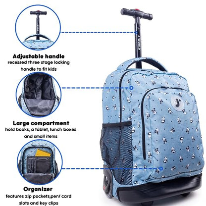 J World Sunny Rolling Backpack for Kids. Roller Bag With Wheels, Panda - color: Panda