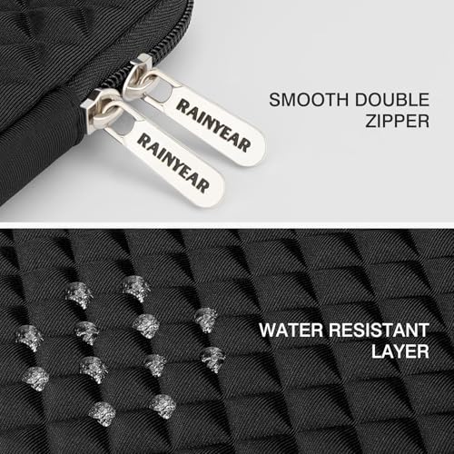 RAINYEAR 11 Inch Laptop Sleeve Shockproof Diamond Foam Padded Case, Black | Protective Soft Fluffy Lining Carrying Bag Case Compatible with 11.6'' MacBook Air 13” MacBook Neo A18, 11" Computer Notebook - color: Black, size: 11"-11.6"