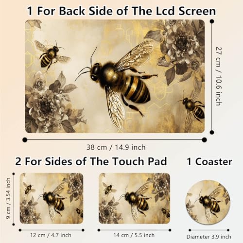 Laptop Skin Sticker Decal 15.6 Inch,12 13 13.3 14 15 15.6 in Laptop Netbook Skins for Notebook,Art Decal Removable Waterproof Scratch Resistant,Universal Vinyl Cover,Cute Bee Golden - color: Cute Bee Golden