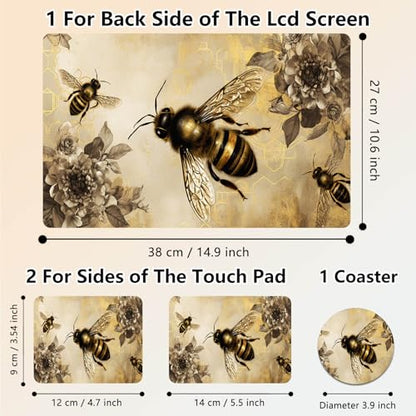 Laptop Skin Sticker Decal 15.6 Inch,12 13 13.3 14 15 15.6 in Laptop Netbook Skins for Notebook,Art Decal Removable Waterproof Scratch Resistant,Universal Vinyl Cover,Cute Bee Golden - color: Cute Bee Golden
