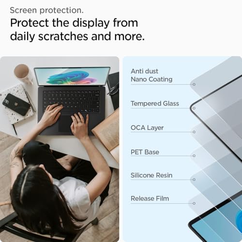 Spigen Tempered Glass Screen Protector [GlasTR Slim] Designed for New Surface Laptop 15 inch [9H Hardness] - size: 15 inch