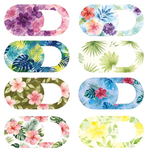 8Pcs 8 Styles Camera Cover Slide Flowers Pattern 0.03 Inch Phone Front Camera Blocker for Mini PC Desktop Computer Tablet Notebook Plastic Durable Privacy Protectors for Home Office Use - color: Flower-3