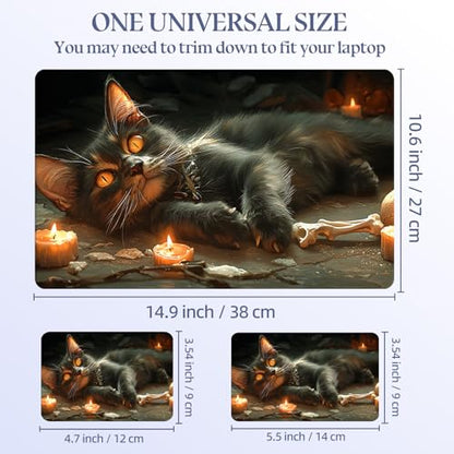 Universal Laptop Skin Sticker Decal,15.6 Inch Laptop Vinyl Cover for 13" 14" 15.6" Laptop,Scratch-Resistant Waterproof Protector Wrap,Reusable with Wrist Pads,Candle Skull Witch Cat - color: Candle Skull Witch Cat