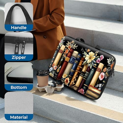 Laptop Sleeve with Handle 17 Inch, Waterproof Laptop Case Bag, Flower Book Pattern Design Computer Sleeve Compatible with MacBook Air, Pro, HP, Dell, Lenovo, ASUS - color: Flower Book, size: 17inch(16-17.3")