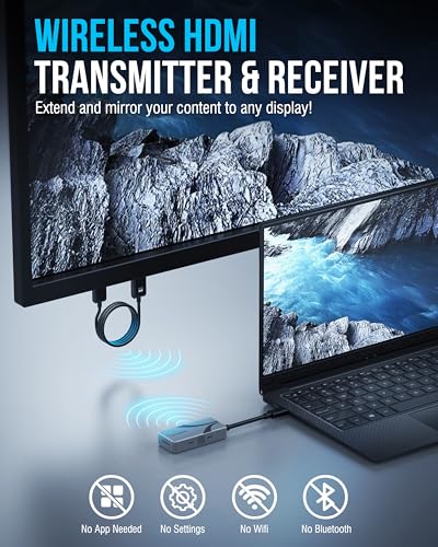 SABRENT Wireless HDMI USB-C Screen Mirroring Kit, 1080p (DA-TCHR) | Transmitter & receiver; 1080p@60Hz; plug and play; USB-C to HDMI; laptop/phone to TV - style: Wireless USB-C HDMI Kit