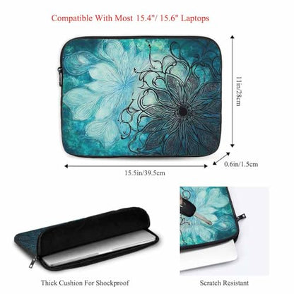 Laptop Sleeve Bag 15.4 15.6 Inch,Teal Tie Dye Mandala Geometric Protective Polyester Computer Cases Laptop Cover Briefcase Bag Tablet Travel Cover - color: LPS-010