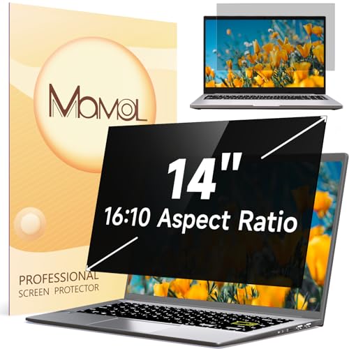Mamol Laptop Privacy Screen 14 Inch for HP/Dell/Acer/Samsung/Asus/Lenovo/Toshiba, Removable 16:10 Aspect Privacy Filter Screen Protector, Anti Glare Blue Light Laptop Screen Shield 14 in - size: 14'' Privacy Screen (16:10)