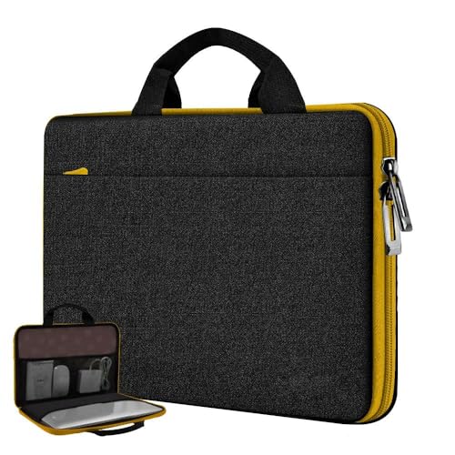 Hseok Laptop Case 13.3-14 Inch Sleeve,TSA Shockproof Computer Handbag,Compatible with MacBook Neo/Pro 14 M5/M4/M3/M2/M1,All Models 13.3" MacBook Air/Pro,XPS 13/14,Most 13-14 Notebooks,Black-Yellow - color: Black-yellow