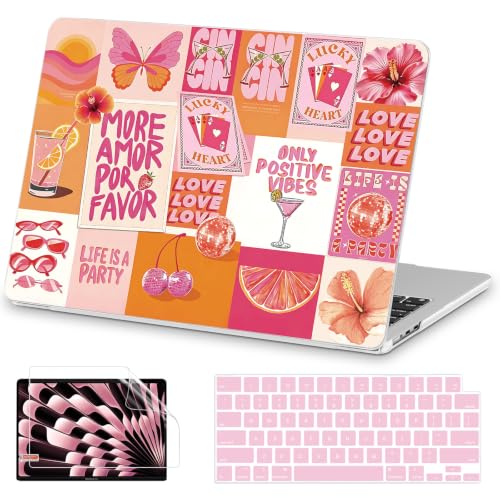 AKIT for MacBook Air 13 inch Case M5 M4 M3 M2 2026-2022, Alphabet Collage | A3449 A3240 A3113 A2681,Funny Unique Pattern Hard Shell Laptop Case+Screen Protector+Keyboard Cover for MacBook Air 13.6 inch - color: Alphabet Collage