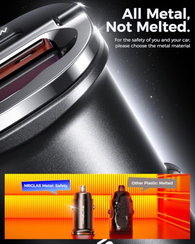 125W Fast iPhone 17/16 Car Charger with USB C Cable | PD65W & QC65W, All Metal, Flush Fit, Cigarette Lighter USB Adapter for iPhone 17 16 Samsung S26 S25 Ultra Pixel 10