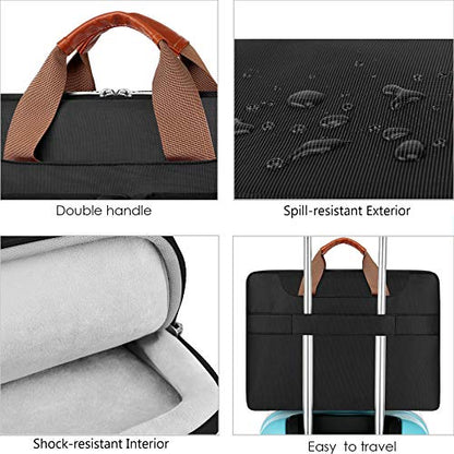 Lacdo 15.6 Inch 360° Protective Laptop Shoulder Bag Sleeve Case Compatible With 15.6" Acer Aspire, Predator, Dell Inspiron, Asus ZenBook 15 VivoBook, HP Pavilion, IdeaPad, ThinkPad Computer Bag,Black - color: Black, size: 15.6 Inches